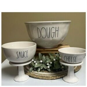 NEW Rae Dunn Pizza Making Kit Dough Cheese Sauce Bowl Set